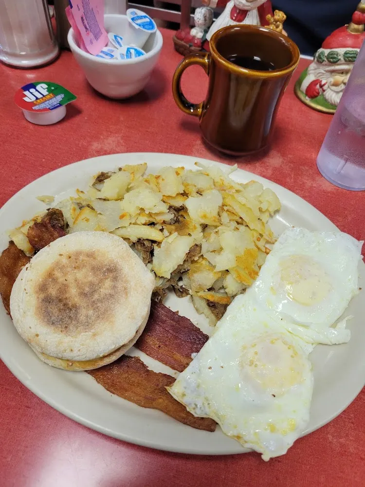2 Eggs over Medium with Bacon & American Fries
